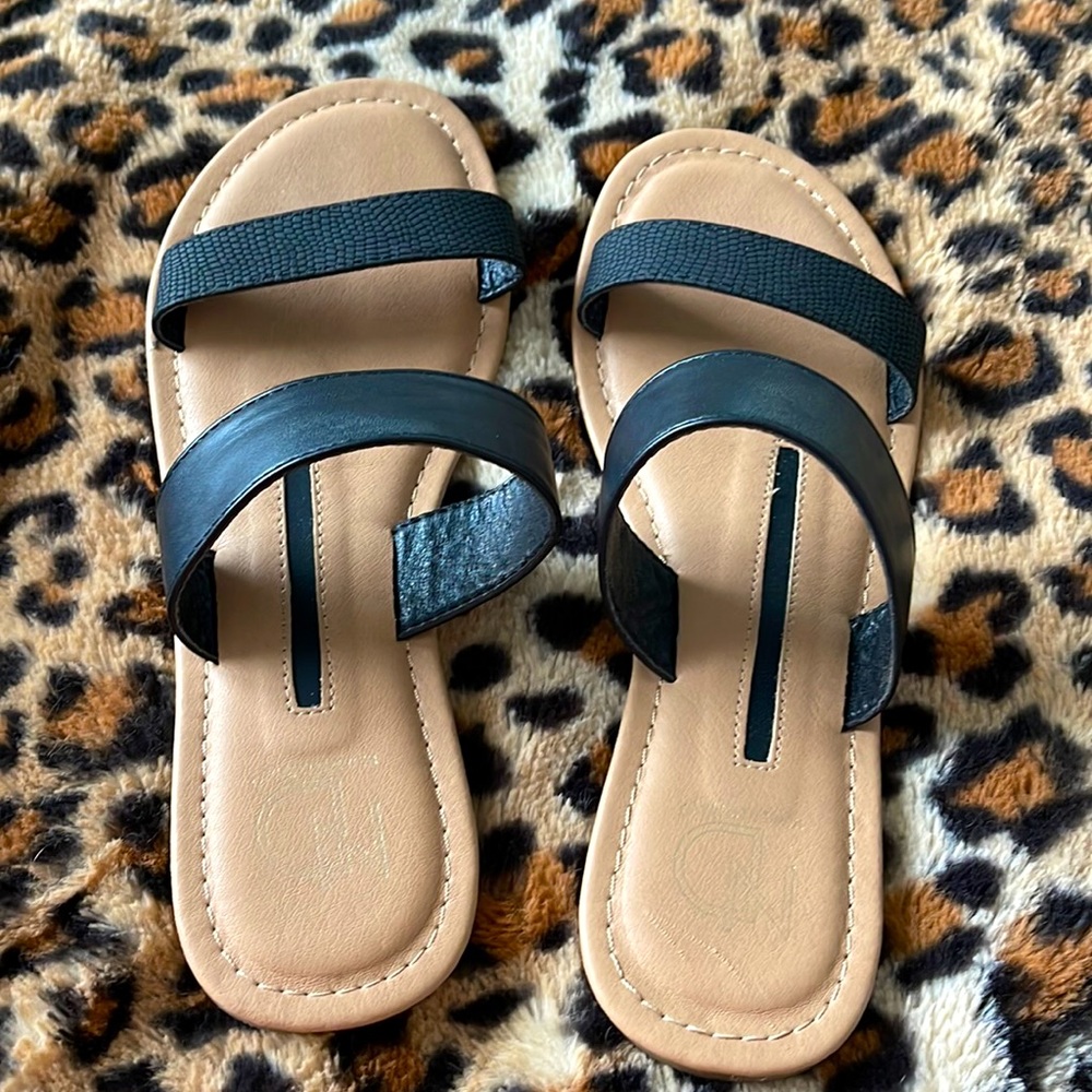 Black slip on sandals size 6.5